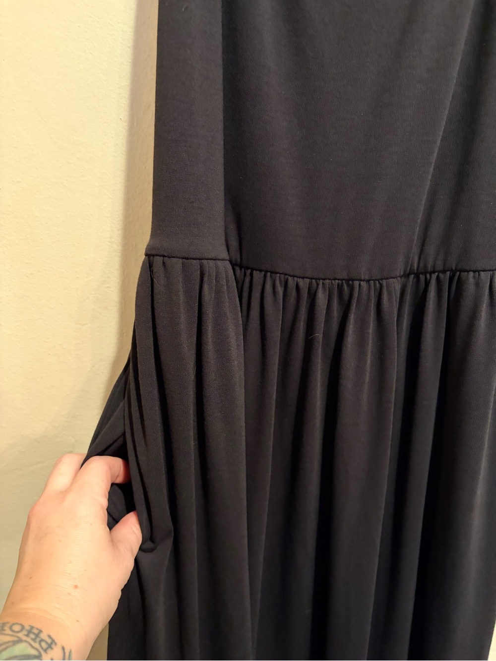 Halara U-neck Pocket Harem Black Casual Jumpsuit, Knot Back, Size XL - Picture 3 of 8